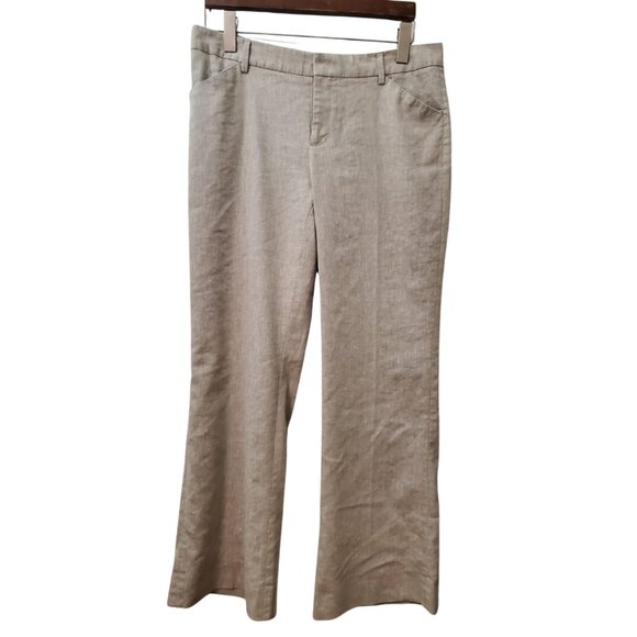 Gap Perfect Trouser Women Size 8 R Stretch Mid Rise Beige Wide-Leg All Occasion - Picture 1 of 9